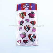 Lovely Dog Cat Purple&Red Heart Combine Velvet Sticker